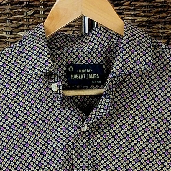 Robert James Pattern Small Batch Button up Long Sleeve Shirt Medium - Picture 2 of 2